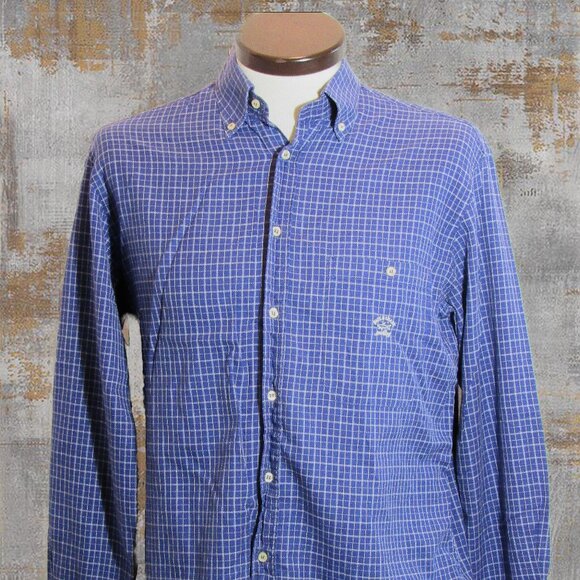 Paul & Shark Yachting Mens Shirt Blue Striped Made in Italy Sz 16/41 Large VG+ - Picture 2 of 12